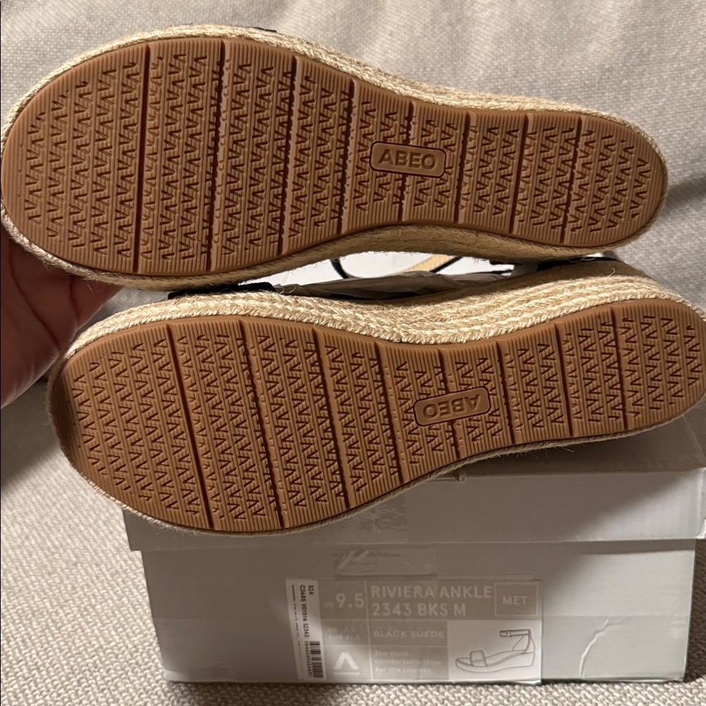 Abeo New Riviera Ankle 9.5 Black Wedge Sandals - Picture 7 of 7